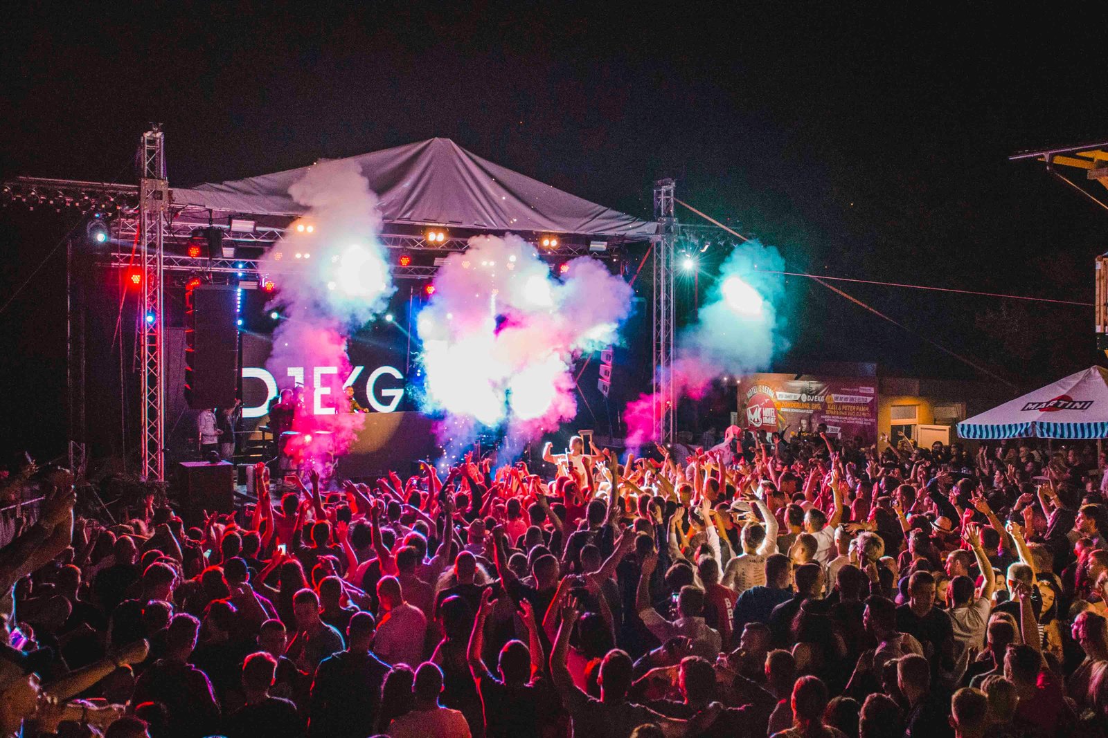 Floral decorations in open garden
